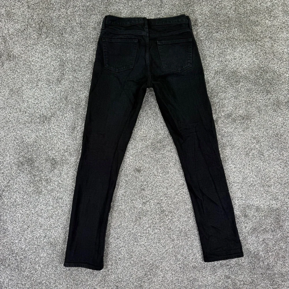 Uniqlo Selvedge Denim Jeans Mens 30 Black Slim Fit Straight Leg Stretch Red Line